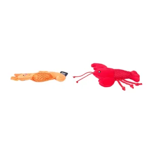 ZippyClaws Mesh Mates Seahorse and Lobster Cat Toy - Small, 2-Pack