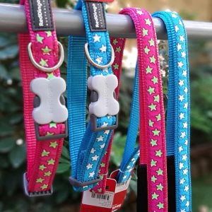 RedDingo Dog Harness Stars Lime on Hot Pink - 12mm